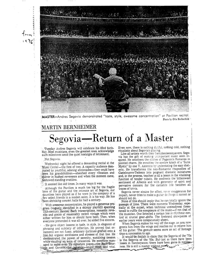 Segovia Concert Review 1976